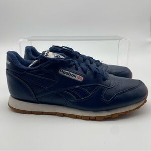 Reebok Classic Men Size 5.5 Shoes Navy Blue Leather Sneakers Training Lace Up